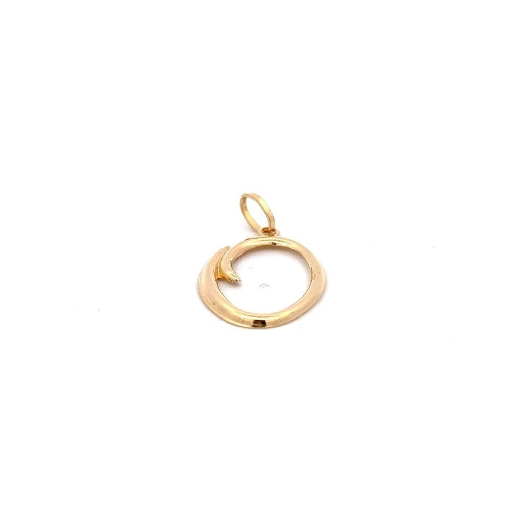 18K Gold Pendant Letter O Initial Alphabet - Picture 8 of 9